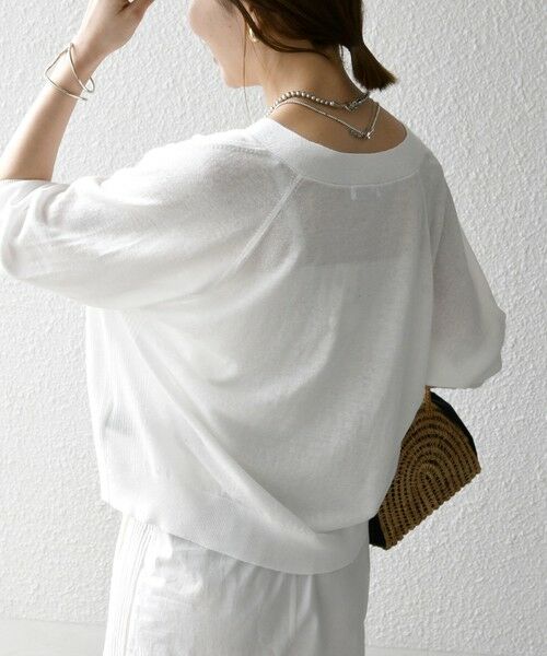 SHIPS / シップス カーディガン・ボレロ | SHIPS any:〈手洗い可能〉リネン ミックス Vネック ショート シアー カーディガン | 詳細7