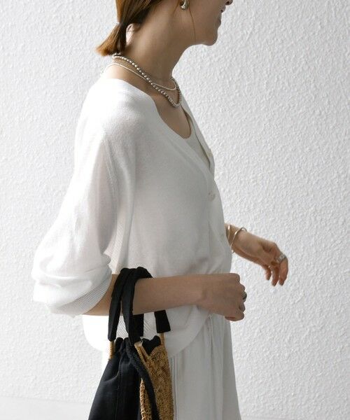 SHIPS / シップス カーディガン・ボレロ | SHIPS any:〈手洗い可能〉リネン ミックス Vネック ショート シアー カーディガン | 詳細8