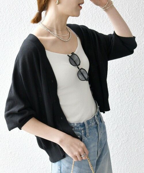 SHIPS / シップス カーディガン・ボレロ | SHIPS any:〈手洗い可能〉リネン ミックス Vネック ショート シアー カーディガン | 詳細20