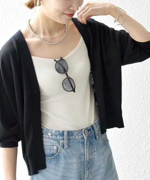 SHIPS / シップス カーディガン・ボレロ | SHIPS any:〈手洗い可能〉リネン ミックス Vネック ショート シアー カーディガン | 詳細22