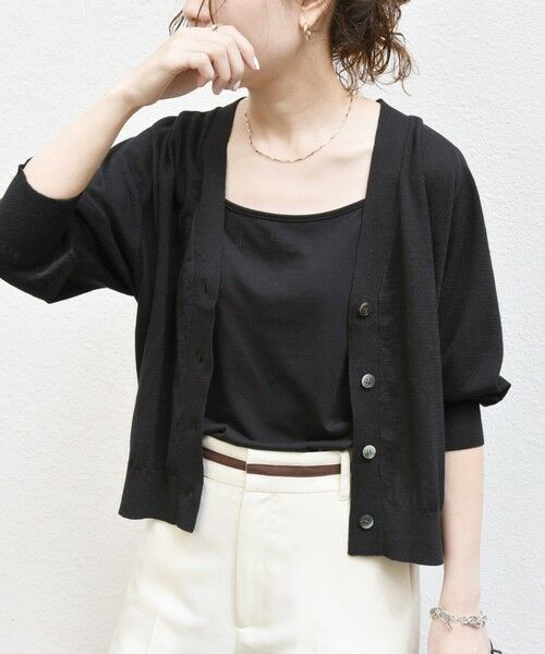 SHIPS / シップス カーディガン・ボレロ | SHIPS any:〈手洗い可能〉リネン ミックス Vネック ショート シアー カーディガン | 詳細25