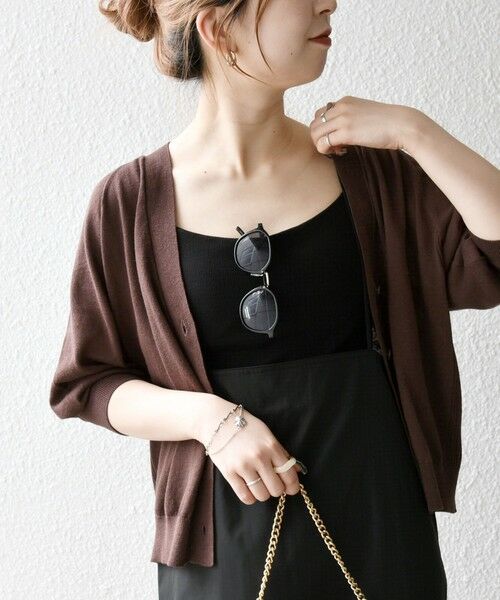 SHIPS / シップス カーディガン・ボレロ | SHIPS any:〈手洗い可能〉リネン ミックス Vネック ショート シアー カーディガン | 詳細10