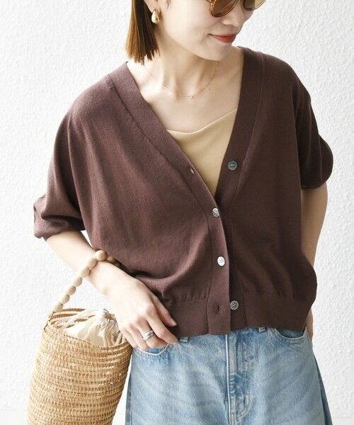 SHIPS / シップス カーディガン・ボレロ | SHIPS any:〈手洗い可能〉リネン ミックス Vネック ショート シアー カーディガン | 詳細13