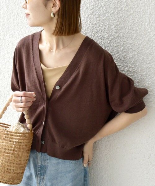 SHIPS / シップス カーディガン・ボレロ | SHIPS any:〈手洗い可能〉リネン ミックス Vネック ショート シアー カーディガン | 詳細15