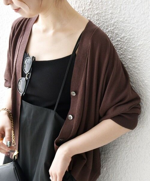 SHIPS / シップス カーディガン・ボレロ | SHIPS any:〈手洗い可能〉リネン ミックス Vネック ショート シアー カーディガン | 詳細3