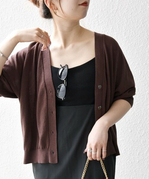 SHIPS / シップス カーディガン・ボレロ | SHIPS any:〈手洗い可能〉リネン ミックス Vネック ショート シアー カーディガン | 詳細4