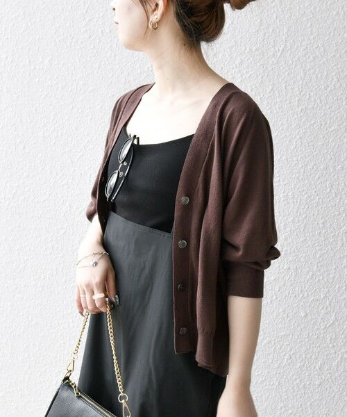 SHIPS / シップス カーディガン・ボレロ | SHIPS any:〈手洗い可能〉リネン ミックス Vネック ショート シアー カーディガン | 詳細6