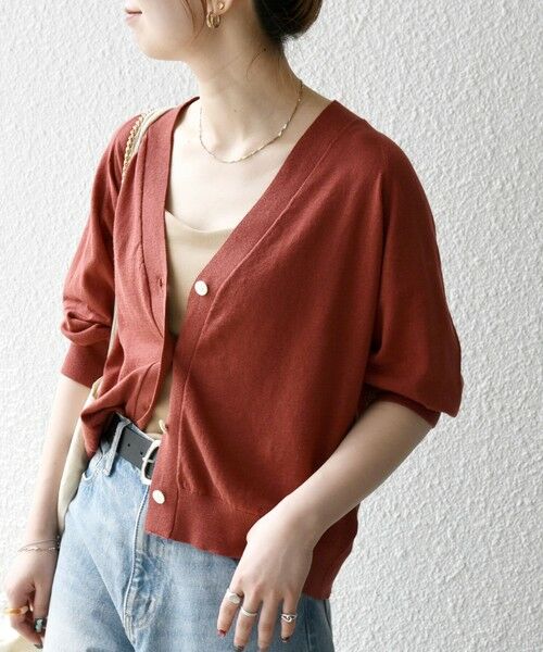 SHIPS / シップス カーディガン・ボレロ | SHIPS any:〈手洗い可能〉リネン ミックス Vネック ショート シアー カーディガン | 詳細29