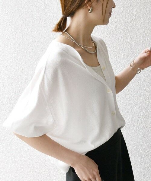 SHIPS for women / シップスウィメン カーディガン・ボレロ | SHIPS any:〈手洗い可能〉リネン ミックス ワイド パフ クルーネック シアー カーディガン | 詳細8
