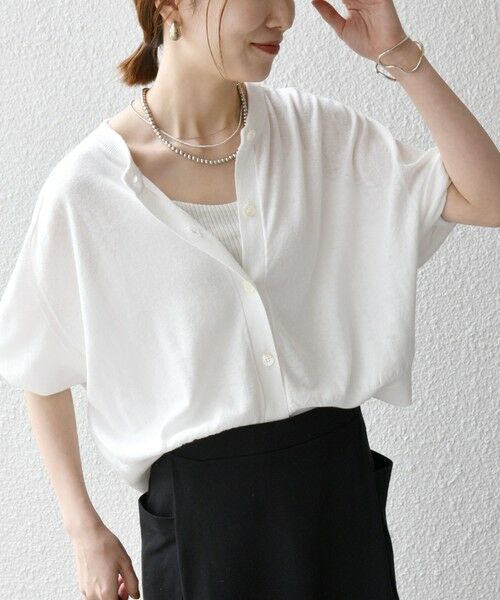 SHIPS for women / シップスウィメン カーディガン・ボレロ | SHIPS any:〈手洗い可能〉リネン ミックス ワイド パフ クルーネック シアー カーディガン | 詳細9