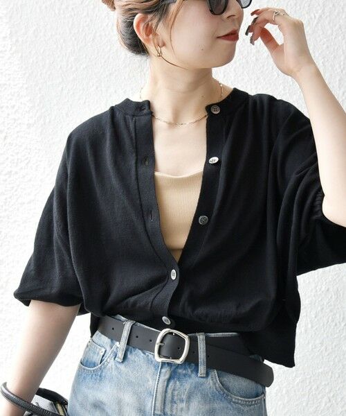 SHIPS for women / シップスウィメン カーディガン・ボレロ | SHIPS any:〈手洗い可能〉リネン ミックス ワイド パフ クルーネック シアー カーディガン | 詳細19