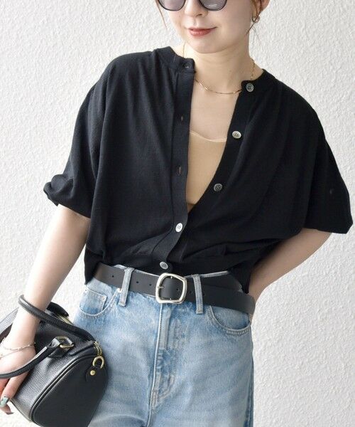 SHIPS for women / シップスウィメン カーディガン・ボレロ | SHIPS any:〈手洗い可能〉リネン ミックス ワイド パフ クルーネック シアー カーディガン | 詳細25