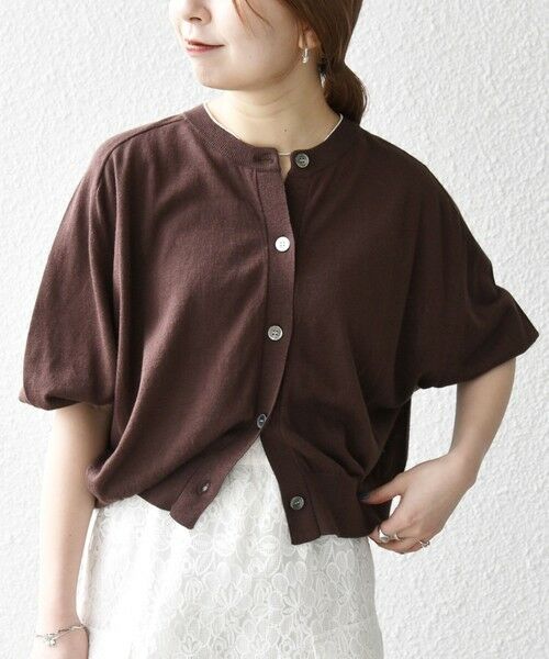 SHIPS for women/シップスウィメン 《予約》SHIPS any:〈手洗い可能〉リネン ミックス パフスリーブ クルー カーディガン ブラウン ONE SIZE SHIPS for women/シップスウィメン 《予約》SHIPS any:〈手洗い可能〉リネン ミックス パフスリーブ クルー カーディガン ブラウン ONE SIZE