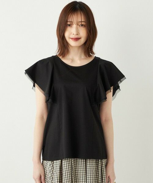 SHIPS for women / シップスウィメン カットソー | SHIPS Colors:チュール コンビ ラッフルスリーブ トップス◇ | 詳細8