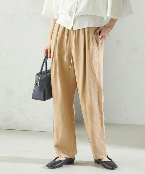 SHIPS for women/シップスウィメン SHIPS Primary Navy Label:麻 レーヨン イージー パンツ ベージュ 36 SHIPS for women/シップスウィメン SHIPS Primary Navy Label:麻 レーヨン イージー パンツ ベージュ 36