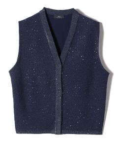 SHIPS for women / シップスウィメン 〈手洗い可能〉カール ヤーン スパンコール ベスト 24SS ◇ SHIPS Primary Navy Label:〈手洗い可能〉スパンコール ジレ