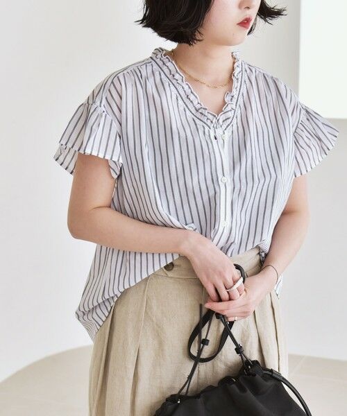 SHIPS / シップス シャツ・ブラウス | quaranciel:〈手洗い可能〉コットン フリルネック フレアスリーブ ブラウス | 詳細28