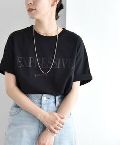 quaranciel:〈洗濯機可能〉クルーネック コットン ロゴ プリント TEE