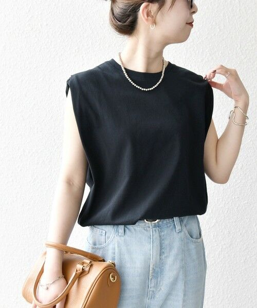 SHIPS / シップス Tシャツ | SHIPS any:〈抗菌防臭/洗濯機可能〉USAコットン ラウンドヘム ノースリーブ TEE | 詳細23