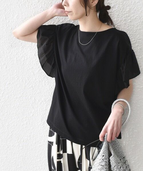 SHIPS / シップス Tシャツ | 【WEB限定】SHIPS Colors:〈手洗い可能〉シルケット 天竺 オーバー トップス◇（ブラック）