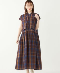 SHIPS / シップス ロング・マキシ丈ワンピース | SHIPS Colors:〈手洗い可能〉マドラスチェック フレンチスリーブ ワンピース