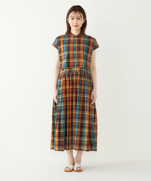 SHIPS for women / シップスウィメン ロング・マキシ丈ワンピース | SHIPS Colors:〈手洗い可能〉マドラスチェック フレンチスリーブ ワンピース | 詳細14