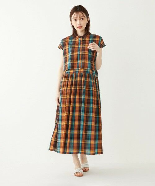 SHIPS for women / シップスウィメン ロング・マキシ丈ワンピース | SHIPS Colors:〈手洗い可能〉マドラスチェック フレンチスリーブ ワンピース | 詳細26