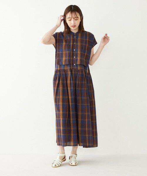 SHIPS for women / シップスウィメン ロング・マキシ丈ワンピース | SHIPS Colors:〈手洗い可能〉マドラスチェック フレンチスリーブ ワンピース | 詳細28