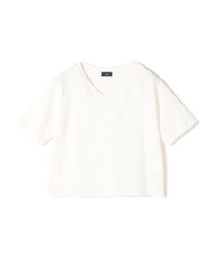 SHIPS Primary Navy Label:Vネック ボクシー Tシャツ