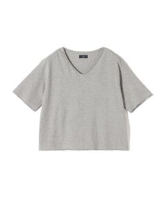 SHIPS Primary Navy Label:Vネック ボクシー Tシャツ