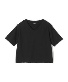 SHIPS Primary Navy Label:Vネック ボクシー Tシャツ