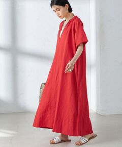 SHIPS / シップス ロング・マキシ丈ワンピース | Fanaka:〈手洗い可能〉Vネック カフタン ロング ワンピース