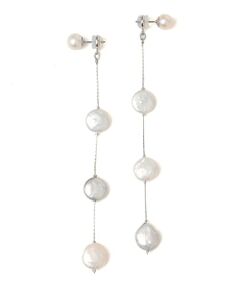 SHIPS / シップス ピアス・イヤリング | 淡水 コイン パール ロング ピアス