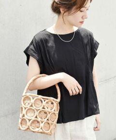 quaranciel:〈手洗い可能〉ウエストシェイプ フレンチスリーブ TEE