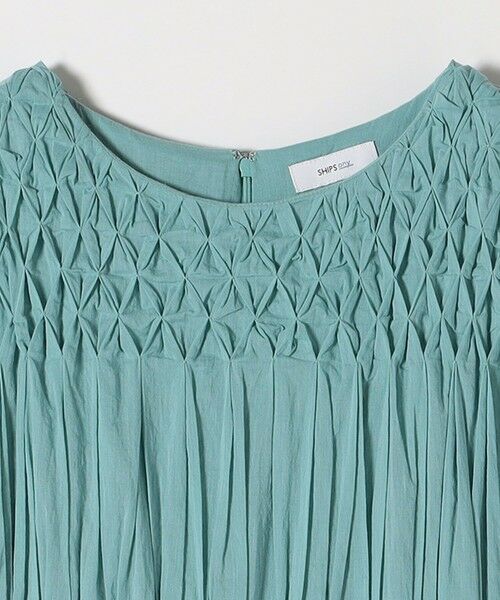 SHIPS / シップス ロング・マキシ丈ワンピース | 【WEB限定】SHIPS any: ハンドスモッキング  コットン フレア ノースリーブ ワンピース | 詳細23