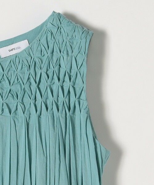 SHIPS / シップス ロング・マキシ丈ワンピース | 【WEB限定】SHIPS any: ハンドスモッキング  コットン フレア ノースリーブ ワンピース | 詳細24