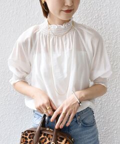 SHIPS / シップス シャツ・ブラウス | 〈洗濯機可能〉シアー シャーリング ネック ショート スリーブ ブラウス