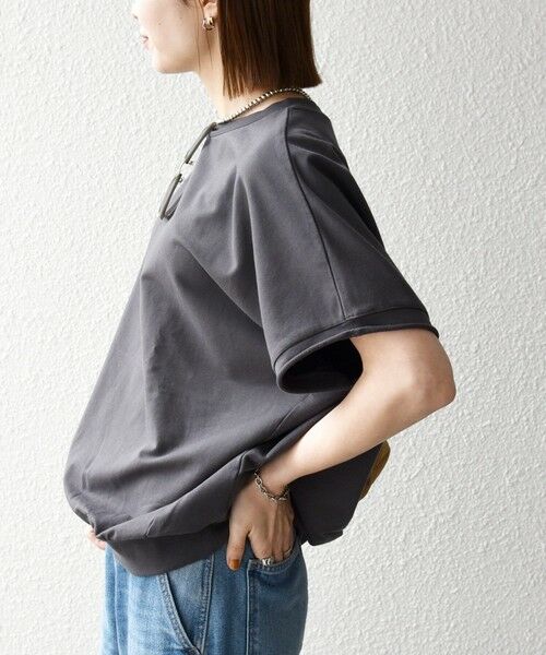 SHIPS / シップス Tシャツ | 《一部予約》【WEB限定】SHIPS any:〈洗濯機可能〉インレイ コクーン ショートスリーブ プルオーバー | 詳細14