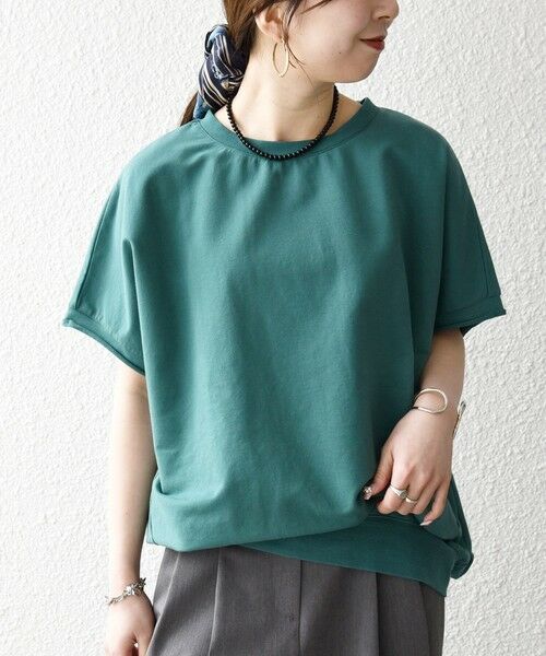 SHIPS / シップス Tシャツ | 《一部予約》【WEB限定】SHIPS any:〈洗濯機可能〉インレイ コクーン ショートスリーブ プルオーバー（グリーン）