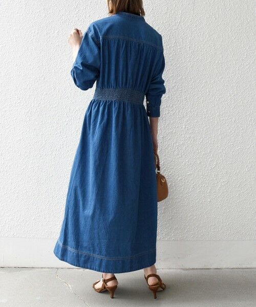 SHIPS / シップス ロング・マキシ丈ワンピース | 《一部予約》SHIPS any: シャーリング デニム ポケット ワンピース ［SHIPS any DENIM］ | 詳細12