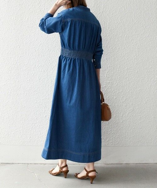 SHIPS / シップス ロング・マキシ丈ワンピース | 《一部予約》SHIPS any: シャーリング デニム ポケット ワンピース ［SHIPS any DENIM］ | 詳細13