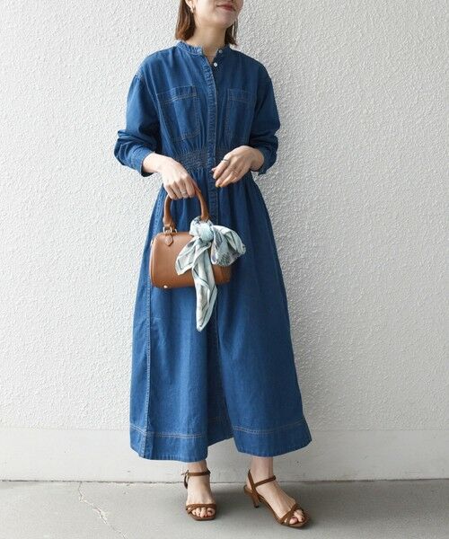 SHIPS / シップス ロング・マキシ丈ワンピース | 《一部予約》SHIPS any: シャーリング デニム ポケット ワンピース ［SHIPS any DENIM］ | 詳細9