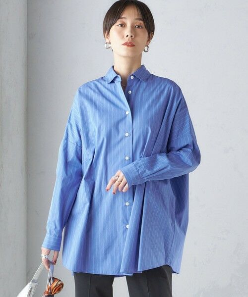 SHIPS for women / シップスウィメン シャツ・ブラウス | SHIPS Primary Navy Label:〈手洗い可能〉オリジナル ストライプ ビッグ シャツ | 詳細15