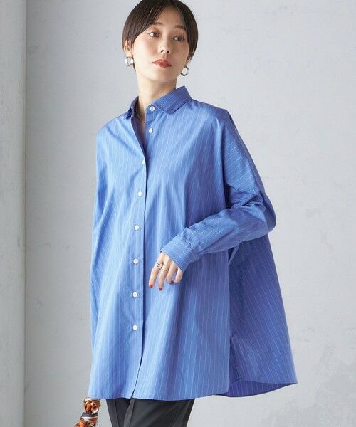 SHIPS for women / シップスウィメン シャツ・ブラウス | SHIPS Primary Navy Label:〈手洗い可能〉オリジナル ストライプ ビッグ シャツ | 詳細9