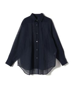 SHIPS Primary Navy Label:〈手洗い可能〉コットン オーガンジー レギュラー シャツ