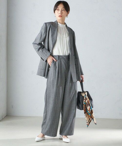 SHIPS for women / シップスウィメン テーラードジャケット | SHIPS Primary Navy Label: フラノ ヘリンボーン ダブルボタン ジャケット | 詳細13