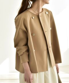 SHIPS / シップス カーディガン・ボレロ | 《一部追加予約》quaranciel:〈手洗い可能〉ニット ノーカラー ダブルジャケット カーディガン