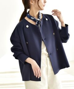 SHIPS / シップス カーディガン・ボレロ | 《一部追加予約》quaranciel:〈手洗い可能〉ニット ノーカラー ダブルジャケット カーディガン