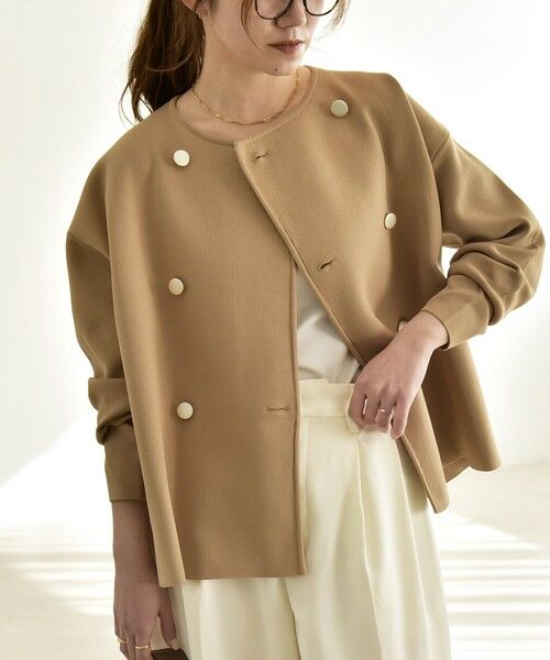 SHIPS / シップス カーディガン・ボレロ | 《一部追加予約》quaranciel:〈手洗い可能〉ニット ノーカラー ダブルジャケット カーディガン | 詳細16