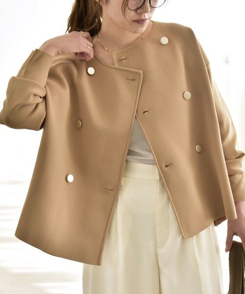 SHIPS / シップス カーディガン・ボレロ | 《一部追加予約》quaranciel:〈手洗い可能〉ニット ノーカラー ダブルジャケット カーディガン | 詳細19